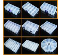Boîte en plastique transparente avec compartiments pour vis, bijoux, boucles d'oreilles, présentoir, conteneur, organisateur de bornes, boîtes de rangement d'outils grilles grand format 10