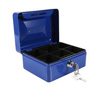 Boîte étanche Ignifuge Avec Serrure Clé, Mini Caisse Monnaie Coffre Fort Tirelire Billet Portable Acier Petty Verrouillable Cash Money Coin Jewelry Security Box Pour Ménage Bureau Maison Hôtel Bleu