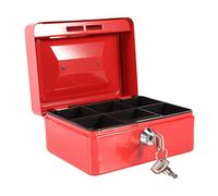 Boîte étanche Ignifuge Avec Serrure Clé, Mini Caisse Monnaie Coffre Fort Tirelire Billet Portable Acier Petty Verrouillable Cash Money Coin Jewelry Security Box Pour Ménage Bureau Maison Hôtel Rouge
