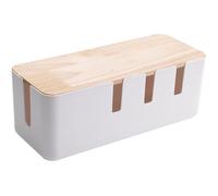 Boîte gestion câbles blanc grande taille couverture bambou cache fils