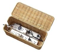 Boîte Gestion Câbles Panier à Couvercle Fermé, Porte-Cordons et Boîtier | Cache-Multiprise Tressé Main Pour Bureau, Mur, TV, Sol, Table, Étagère, Armoire, Extérieur, Intérieur, Maison,