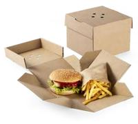 Boîte hamburger emballage 152x152x121 kraft 100 pcs