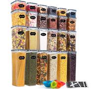 YASHE Boite Hermetique Alimentaire, 24 Boîtes Alimentaires en Plastique Sans BPA avec Couvercles, Boite de Rangement Cuisine, pour Céréales, Farine et Aliments Secs