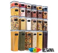 YASHE Boite Hermetique Alimentaire, 24 Boîtes Alimentaires en Plastique Sans BPA avec Couvercles, Boite de Rangement Cuisine, pour Céréales, Farine et Aliments Secs