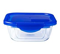 Pyrex - Cook & go - Boîte Carrée en Verre avec Couvercle Hermétique et Étanche Ø 16 cm - Cuisinez au Four, Conservez et Emportez