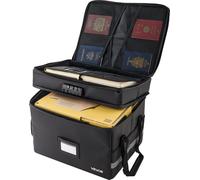 Boîte ignifuge pour documents, 1000 Boîte ignifuge et étanche avec serrure, organisateur de rangement portable à deux niveaux pour le bureau à domicile et les voyages, pour passeports, documents impor
