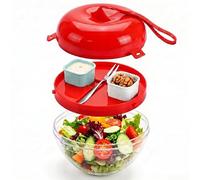 Boîte Lunch Double Casier avec Couverts Intégrés(Red) | Plastique PP sûr, léger et , pour facile à pour transporter, couleurs et vert disponibles