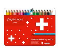 Boîte métal de 30 crayons de couleur aquarellables Caran d'Ache Swisscolor Aquarelle Multicolore G