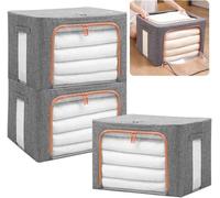 Boîte métallique pliable de 24 litres, empilable, lot de 3