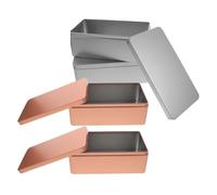 Boîte Métallique Rectangulaire Couvercle 4pcs, Ambiance Noël | Tinplate, Large Ouverture et Bords Arrondis, Rangement Plat pour Restaurant, Pantry, Snacks Secs
