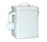 Boîte métallique Relaxdays 6 5 L de rangement avec doseur pour aliments et denrées hermétique blanche