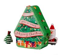 Boîte Noël en Métal avec, Décoration Sapin Boîte Noël en Métal | Géométrique à Motifs Dessins Animés, Ornement de pour fête Festif pour la Maison et le Jardin
