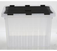 Boîte ondulée avec couvercle rabattable 10L env. 30×23×20 cm transparente - boîte de rangement stable en plastique pour le ménage bureau atelier jouets petites pièces et systèmes de rangement