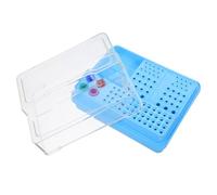 Boîte Plastique Bleue pour Rangement Vertical et Embouts Rotatifs | Couvercle Transparent, Compartiments Individuels, Séparation Interne, Organisation Compacte pour Cabinets Dentaires