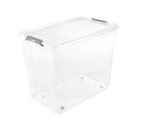 keeeper Caisse transparente 74 L – Couvercle à clips, roulettes pivotantes