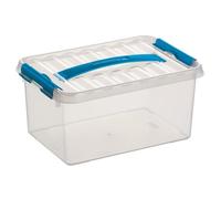 Boite plastique - SUNWARE - QLINE Box 6L - Transparente - Couvercle bleu - Poignée intégrée
