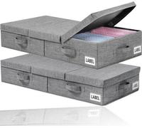 Boîte pliable pour vêtements et chaussures avec fenêtre et poignées, lot de 2, à placer sous le lit, gris