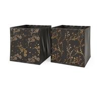 Vicco Boîte pliante, Noir/or (Floral), 30x30cm | Set de 2 options2, compatible avec les systèmes d'étagères avec œillet de préhension intégré