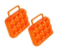 Boîte Portable à Œufs 12 Emplacements, Lot de 2, PP Orange | Fermeture à Boucle, Protection , Étanche, pour Randonnée, Barbecue, Usage Intérieur