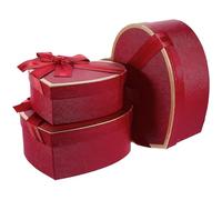 Boîte Présent 3 Pièces de Cœur en Carton Rouge pour Fête | Emballage pour Bijoux et Cosmétiques, Usage Maison ou Party, Format Coffret
