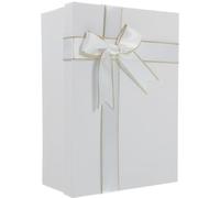 Boîte Présent Rectangulaire Blanche avec Ruban, Coffret de Noël Élégant | Papier Rigide, Couvercle et Base, Transport Facile, pour Bijoux, Confiseries, Mariages et Anniversaires