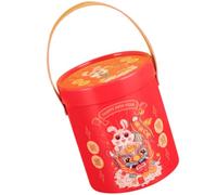 Boîte Présent Ronde en Métal Style Chinois pour Nouvel An Chinois | Couvercle Hermétique, Surface Lisse, Motif Festif, Rangement pour Friandises