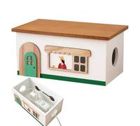 Boîte Range-câbles Coffret de Rangement déco en Bois en Forme de Maison | Organisateur de fils et cache-câble de bureau pour multiprises prises chevet bureau salon chambre