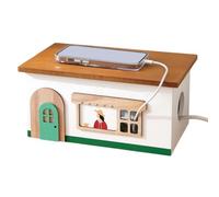 Boîte Range-câbles Coffret de Rangement déco en Bois en Forme de Maison | Organisateur de fils et cache-câble de bureau pour multiprises prises chevet bureau salon chambre