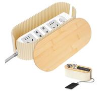 Boite Rangement Cable, Boite Cache Cable avec Couvercle en Bois, Boîte de Gestion des Câbles Organisateur de Cable Multiprise pour Organiser Les Câbles Et Les Dissimuler (34,5×14,5×12,5cm)