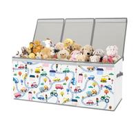 Boîte Rangement Coffre de Jouet,Boîte à jouets avec Couvercle Poignées | Blanc Engin de Chantier Enfants Garçons Filles Grand Pliable Boîte de Rangement Aux Chambre Salle De Jeux