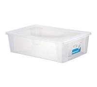 Boîte rangement plate lit transparente empilable 30L couvercle 59x39x17cm