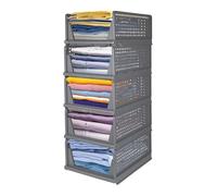 Boite Rangement pliables empilables en plastique pour placard, Tiroir Rangements Vetement,Cuisine, Salle de Bain, Chambre à Coucher (5 pièces Gris)