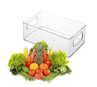 Boîte Rangement Réfrigérateur 25.7 * 15 * 7.5cm PET Transparent Avec | Bac Empilable Pour Frigo | Organiseur Nourriture Placard Cuisine Pour Fruits, En-cas, Boissons
