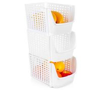 Boîte rangement réfrigérateur fruits légumes blanc 29x21x16 cm 3 pcs
