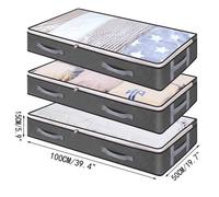 Boite Rangement Sous Lit 3 PCS, Sac de Rangement Vetement 90L Housse de Rangement pliable Poignée Renforcée Avec Fermeture éclair