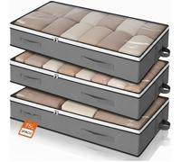 Boite Rangement Sous Lit, Lot de 3 Sac de Rangement Vetement 75L, Housse de Rangement pliable Avec Fenêtre Transparente