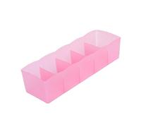 Boîte Rangement sous Vetement Cinq Compartiments Plastique 26,7x8x6,8cm | Tiroir, Placard, Rose, pour Chaussettes, Mouchoirs, Moufles, Cravates, Serviettes