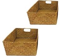 Boîte rectangulaire en jonc de mer 33 x 23 x 11 cm avec poignée