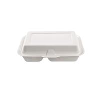 Boîte repas blanche à 2 compartiments en canne à sucre 1000 ml 500 unités Betik