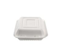 Boîte repas blanche à 3 compartiments en canne à sucre 900 ml 200 unités Betik