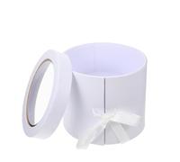 Boîte Ronde pour Fleurs Fraîches, Double Compartiment, Blanche | Coffret Léger et Pratique, Papier et Tissu, pour Rose, Fêtes des Mères et Thanksgiving
