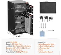 Boîte sécurisée, serrure à empreinte digitale, double système d'alarme, accès à 2 voies 5.5CU.FT