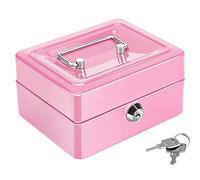 Boîte Sécurité Verrouillable en Acier, Coffre de Sécurité Mini Portable, Mini Coffre-Fort de Sécurité Portable en Acier, Avec 2 Clés, pour Argent en Vrac, Pièces de Monnaie (Rose)