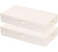 Boîte sous le lit Commode sous le lit avec couvercle Boîtes de rangement pliables 80 x 40 x 15 cm Armoire 0 Organisateur avec poignée pour les couvertures Oreillers beige - Set de 2 pièces