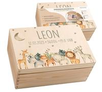Boîte Souvenir Bébé Personnalisée en Bois avec Couvercle, Coffret Cadeau Naissance, Baptême & Anniversaire, Fille et Garçon