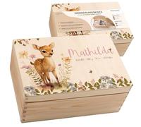 Boîte Souvenir Bébé Personnalisée en Bois avec Couvercle, Coffret Cadeau Naissance, Baptême & Anniversaire, Fille et Garçon