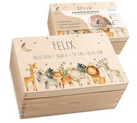 Boîte Souvenir Bébé Personnalisée en Bois avec Couvercle, Coffret Cadeau Naissance, Baptême & Anniversaire, Fille et Garçon