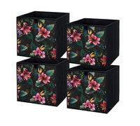 Boîte textile 31x31x31 Fleurs - Lot de 4