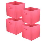 Boîte textile 31x31x31 rose foncé - Lot de 4