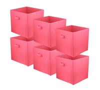 Boîte textile 31x31x31 rose foncé - Lot de 6